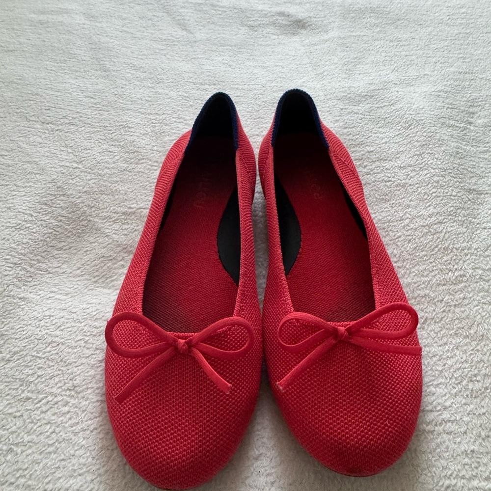 Rothy's Vibrant Red Flats with Bow